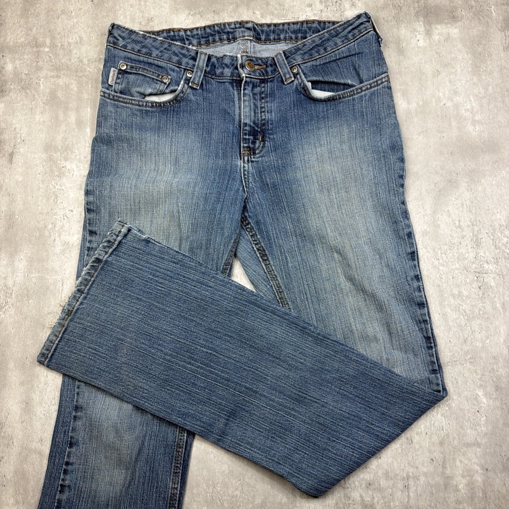 Women's Carhartt Boot Cut Jeans Flare Denim 32x32 Vintage Workwear Blue USA
